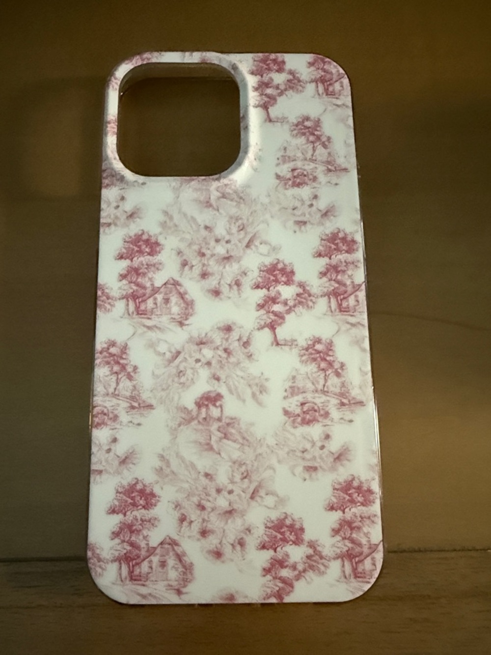 Toile Pattern iPhone Case in Dusty Rose and White